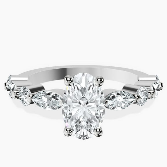 10kt White Gold Pamela Eternity Side Stone Lab Diamond Ring front image