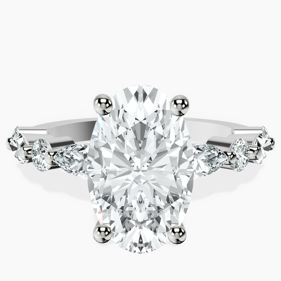 10kt White Gold Pamela Eternity Side Stone Lab Diamond Ring front image
