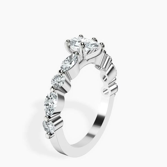 14kt White Gold Pamela Eternity Side Stone Lab Diamond Ring standing product image one