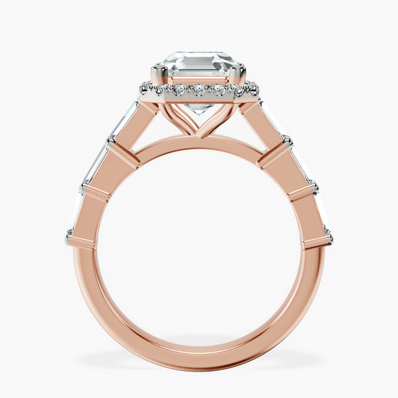 18kt Rose Gold Rachel Halo Side Stone Lab Diamond Ring side right image one