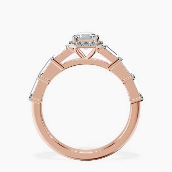 18kt Rose Gold Rachel Halo Side Stone Lab Diamond Ring side right image one