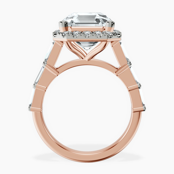 10kt Rose Gold Rachel Halo Side Stone Lab Diamond Ring side right image one