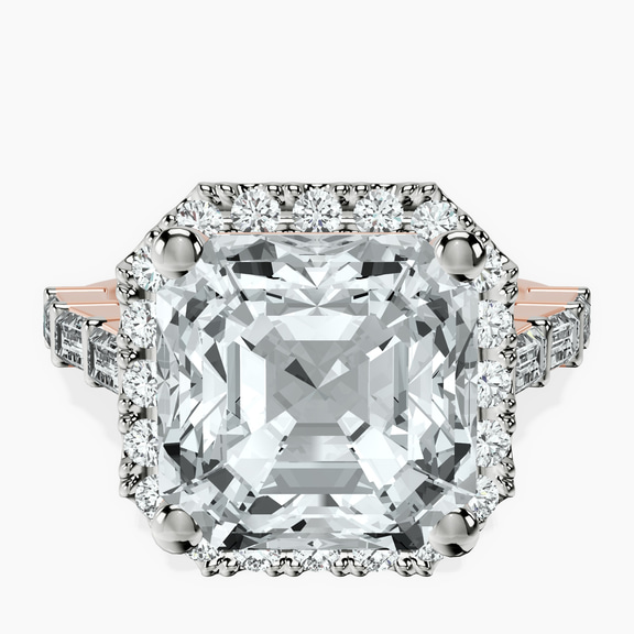 14kt Rose Gold Rachel Halo Side Stone Lab Diamond Ring front image