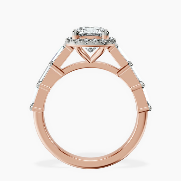 10kt Rose Gold Rachel Halo Side Stone Lab Diamond Ring side right image one
