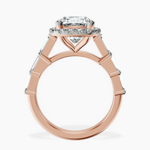 18kt Rose Gold Rachel Halo Side Stone Lab Diamond Ring side right image one