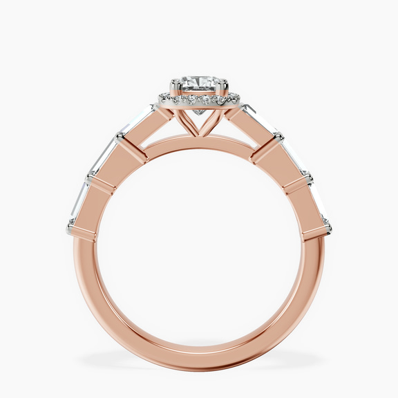 10kt Rose Gold Rachel Halo Side Stone Lab Diamond Ring side right image one