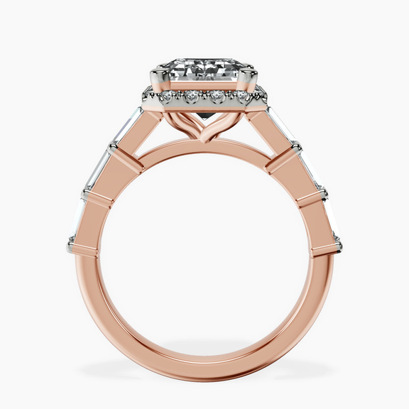 14kt Rose Gold Rachel Halo Side Stone Lab Diamond Ring side right image one