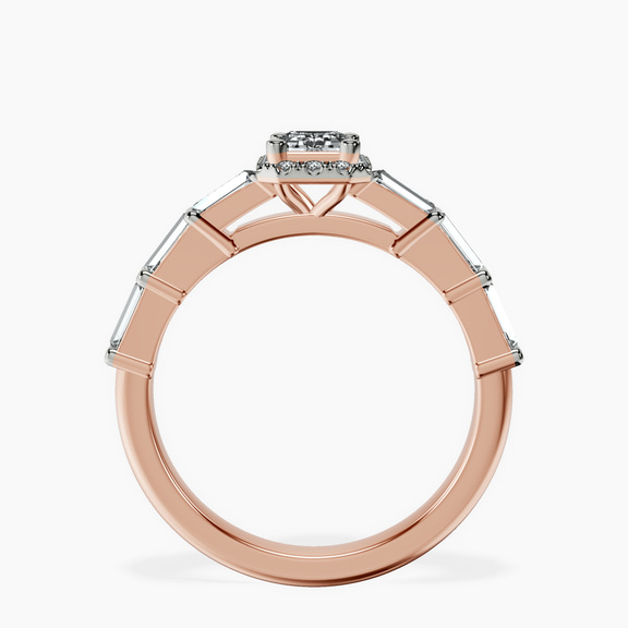 14kt Rose Gold Rachel Halo Side Stone Lab Diamond Ring side right image one