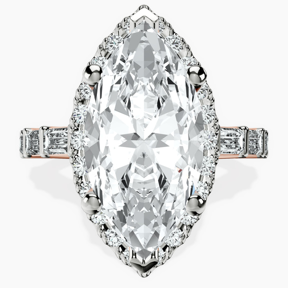 14kt Rose Gold Rachel Halo Side Stone Lab Diamond Ring front image
