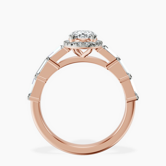 10kt Rose Gold Rachel Halo Side Stone Lab Diamond Ring side right image one