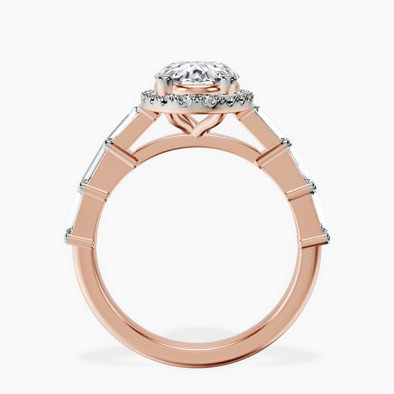 10kt Rose Gold Rachel Halo Side Stone Lab Diamond Ring side right image one