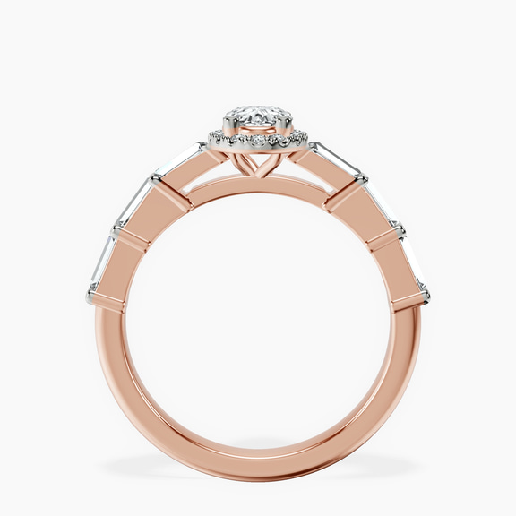 10kt Rose Gold Rachel Halo Side Stone Lab Diamond Ring side right image one