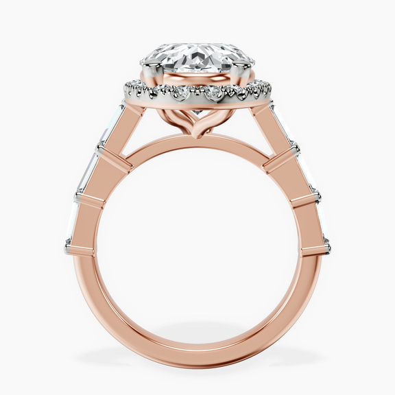 10kt Rose Gold Rachel Halo Side Stone Lab Diamond Ring side right image one