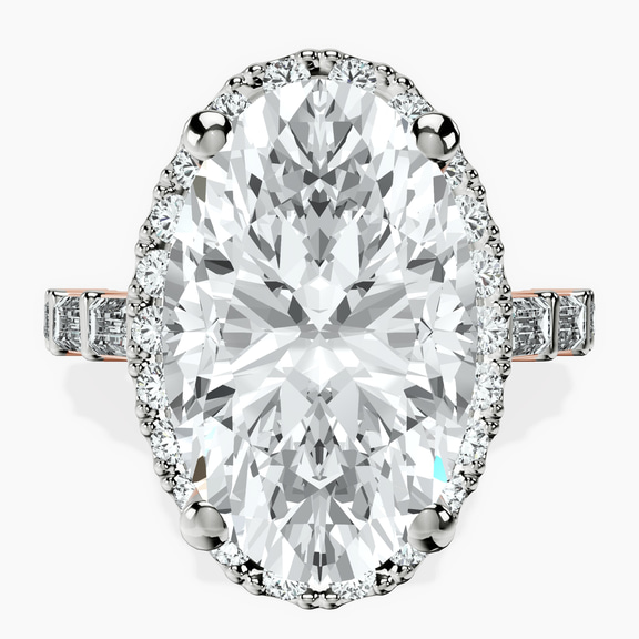 18kt Rose Gold Rachel Halo Side Stone Lab Diamond Ring front image
