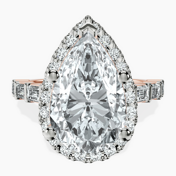 18kt Rose Gold Rachel Halo Side Stone Lab Diamond Ring front image