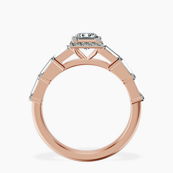 10kt Rose Gold Rachel Halo Side Stone Lab Diamond Ring side right image one