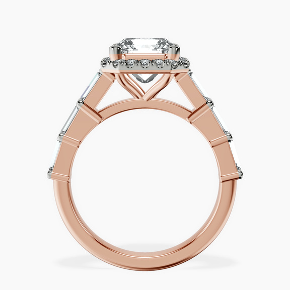 18kt Rose Gold Rachel Halo Side Stone Lab Diamond Ring side right image one