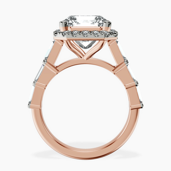 14kt Rose Gold Rachel Halo Side Stone Lab Diamond Ring side right image one