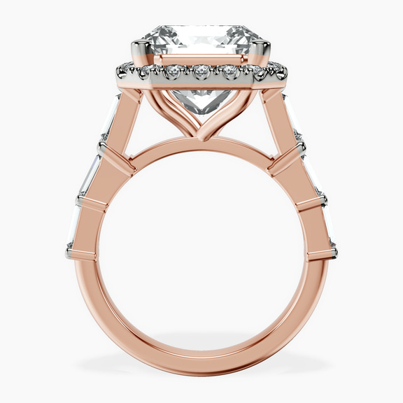 14kt Rose Gold Rachel Halo Side Stone Lab Diamond Ring side right image one