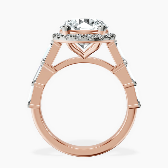 14kt Rose Gold Rachel Halo Side Stone Lab Diamond Ring side right image one