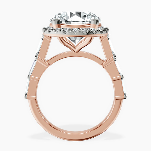 14kt Rose Gold Rachel Halo Side Stone Lab Diamond Ring side right image one