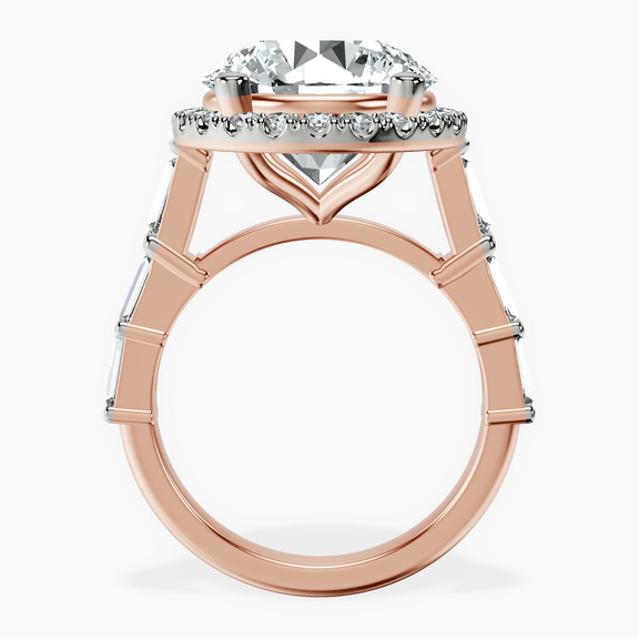 18kt Rose Gold Rachel Halo Side Stone Lab Diamond Ring side right image one