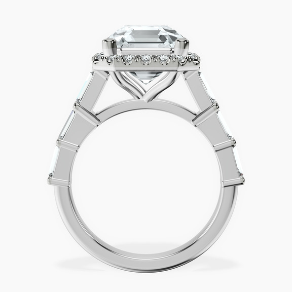 10kt White Gold Rachel Halo Side Stone Lab Diamond Ring side right image one