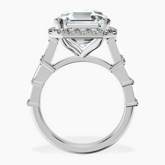Platinum Rachel Halo Side Stone Lab Diamond Ring side right image one