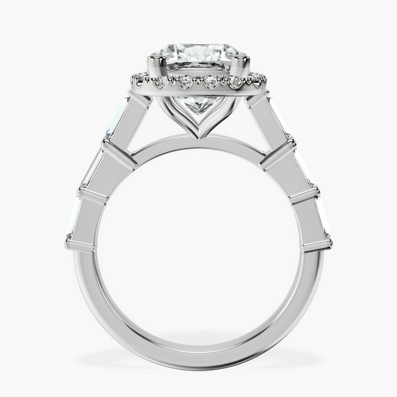 10kt White Gold Rachel Halo Side Stone Lab Diamond Ring side right image one