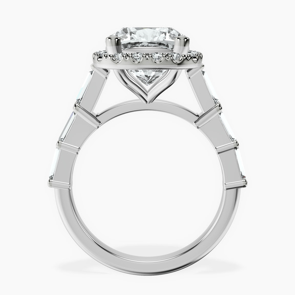 14kt White Gold Rachel Halo Side Stone Lab Diamond Ring side right image one
