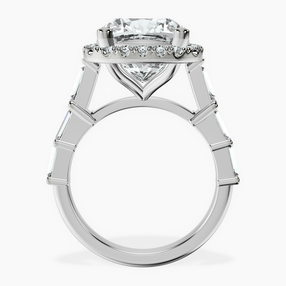 Platinum Rachel Halo Side Stone Lab Diamond Ring side right image one