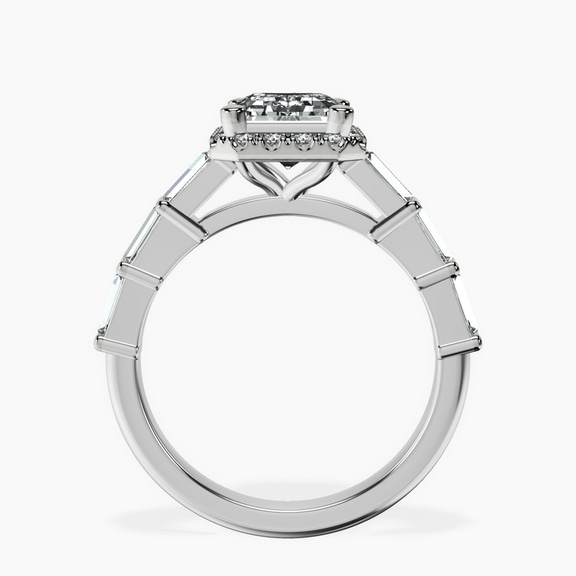 18kt White Gold Rachel Halo Side Stone Lab Diamond Ring side right image one