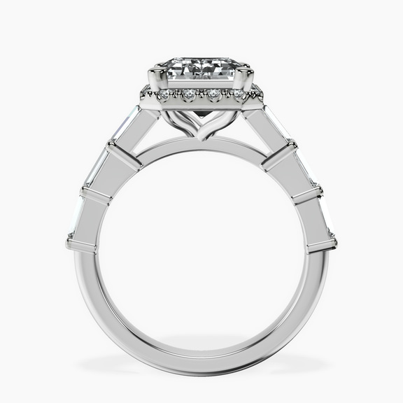 18kt White Gold Rachel Halo Side Stone Lab Diamond Ring side right image one