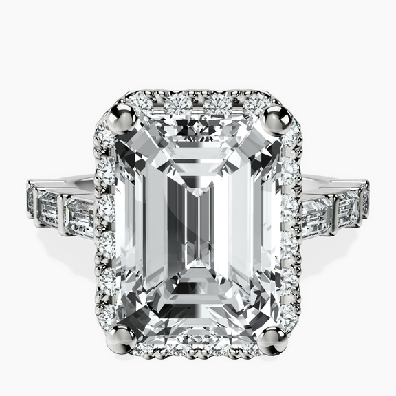 Platinum Rachel Halo Side Stone Lab Diamond Ring front image