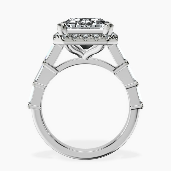 Platinum Rachel Halo Side Stone Lab Diamond Ring side right image one