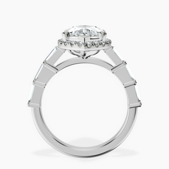 10kt White Gold Rachel Halo Side Stone Lab Diamond Ring side right image one