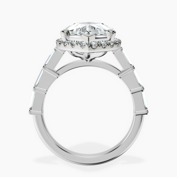 10kt White Gold Rachel Halo Side Stone Lab Diamond Ring side right image one