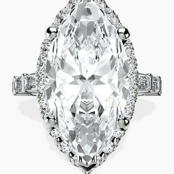 Platinum Rachel Halo Side Stone Lab Diamond Ring front image