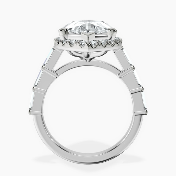 Platinum Rachel Halo Side Stone Lab Diamond Ring side right image one