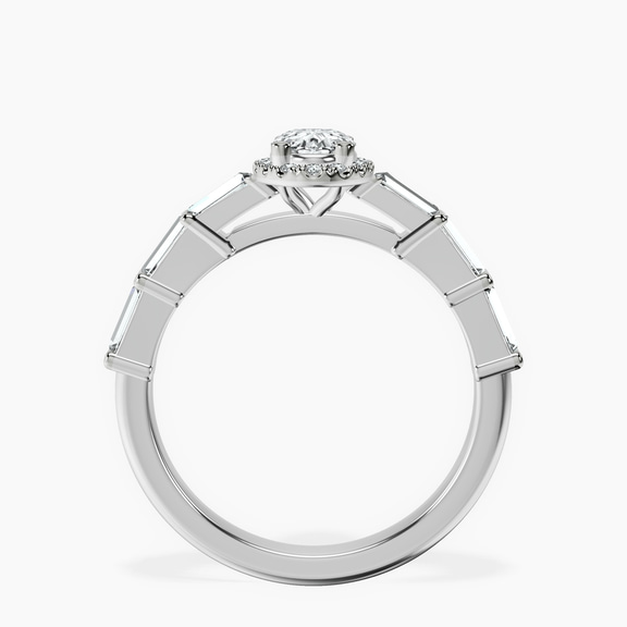 Platinum Rachel Halo Side Stone Lab Diamond Ring side right image one
