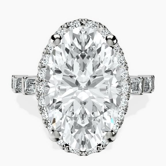 Platinum Rachel Halo Side Stone Lab Diamond Ring front image