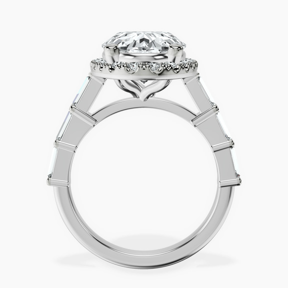 Platinum Rachel Halo Side Stone Lab Diamond Ring side right image one