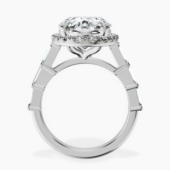 Platinum Rachel Halo Side Stone Lab Diamond Ring side right image one
