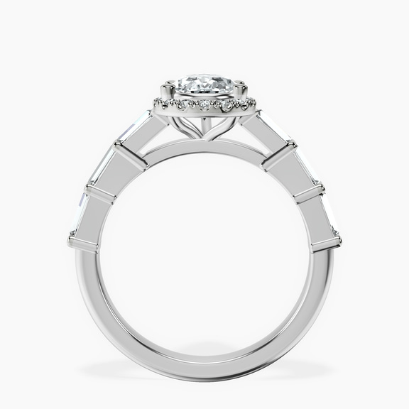Platinum Rachel Halo Side Stone Lab Diamond Ring side right image one