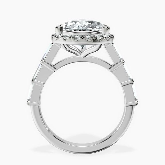 18kt White Gold Rachel Halo Side Stone Lab Diamond Ring side right image one