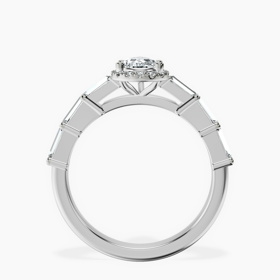 Platinum Rachel Halo Side Stone Lab Diamond Ring side right image one