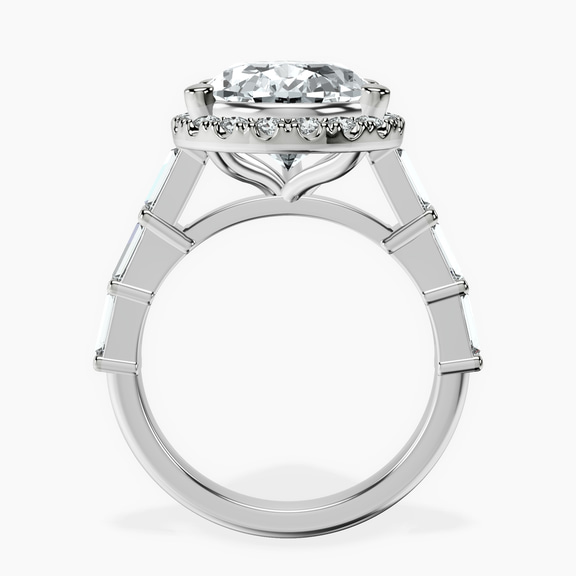Platinum Rachel Halo Side Stone Lab Diamond Ring side right image one