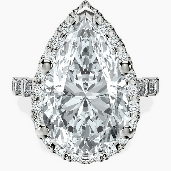 Platinum Rachel Halo Side Stone Lab Diamond Ring front image