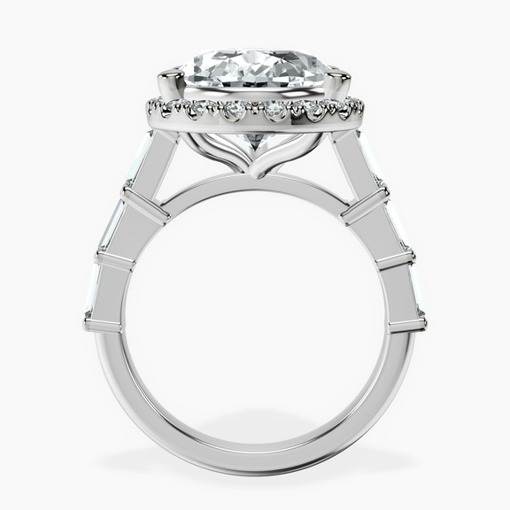 Platinum Rachel Halo Side Stone Lab Diamond Ring side right image one