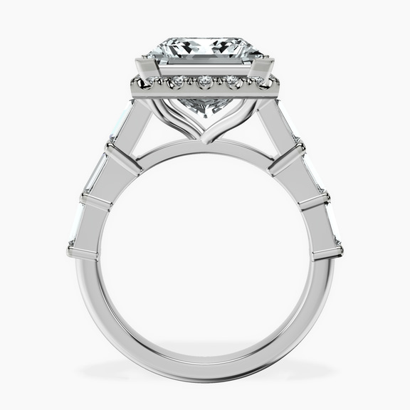 18kt White Gold Rachel Halo Side Stone Lab Diamond Ring side right image one